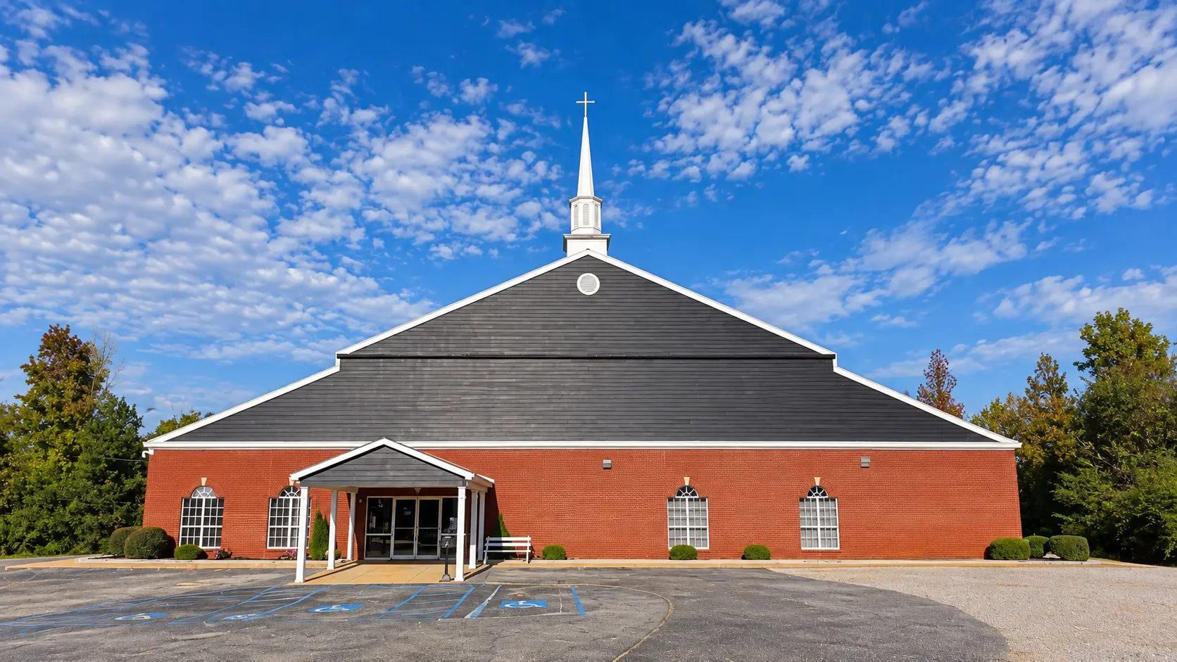 The front entrance of No Limit Church in Valley Grande, Alabama